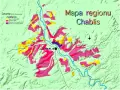 Mapa regionu Chablis, gdzie winorośl Chardonnay tworzy wina o różnych apelacjach: Petit Chablis, Chablis, Premier Cru i Grand Cru.