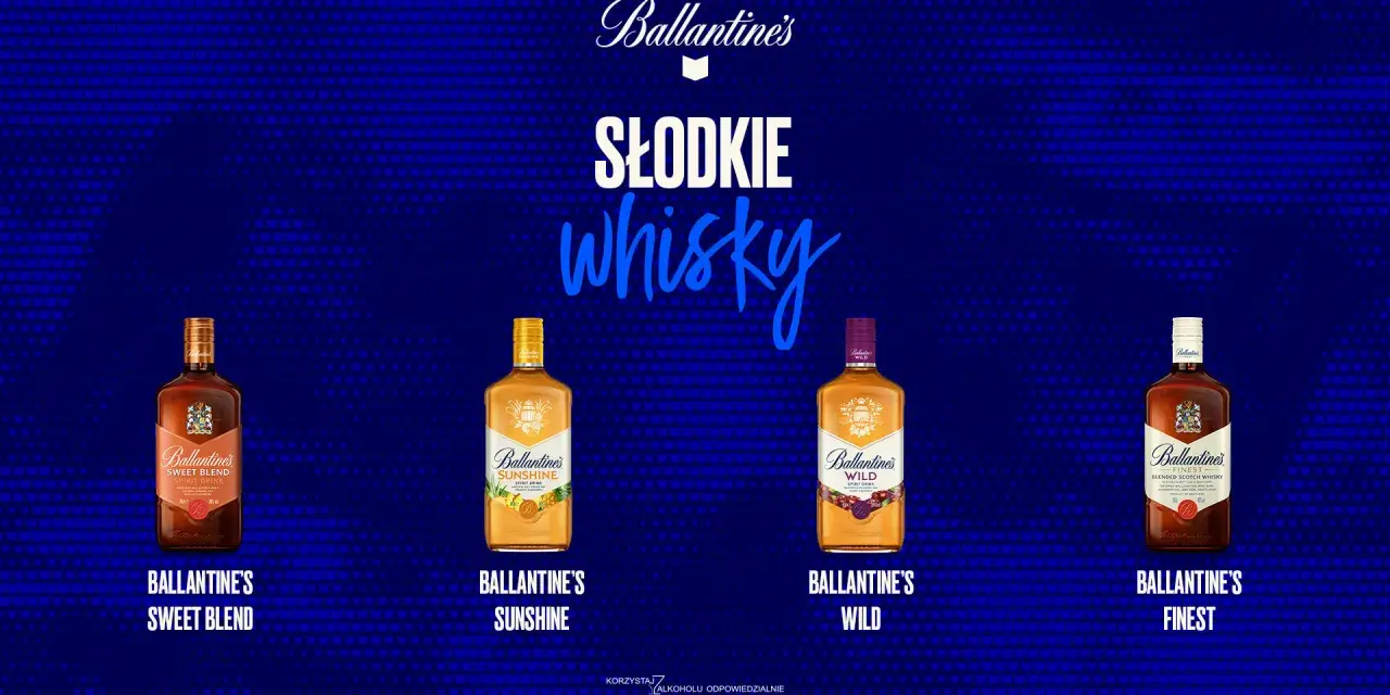 Ballantine's oferuje słodkie whisky: Sweet Blend, Sunshine, Wild i Finest. Odkryj różnorodność smaków!