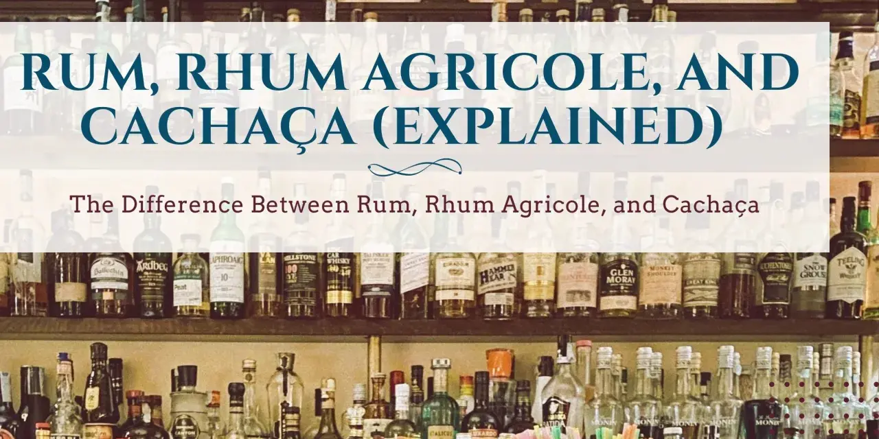 Różne rodzaje alkoholu z trzciny cukrowej: rum, rhum agricole i cachaça. Półki pełne butelek.