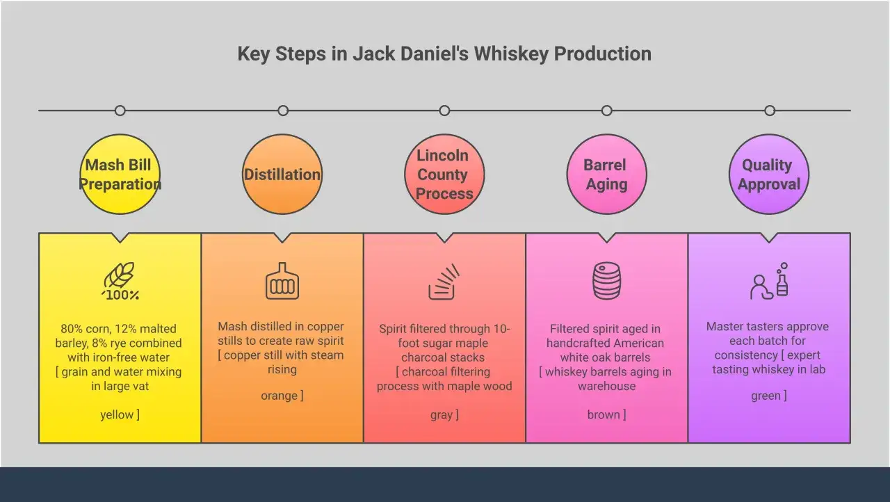 Proces produkcji Jack Daniel's: od przygotowania zacieru po kontrolę jakości, by uzyskać ten wyjątkowy jack daniels smak.