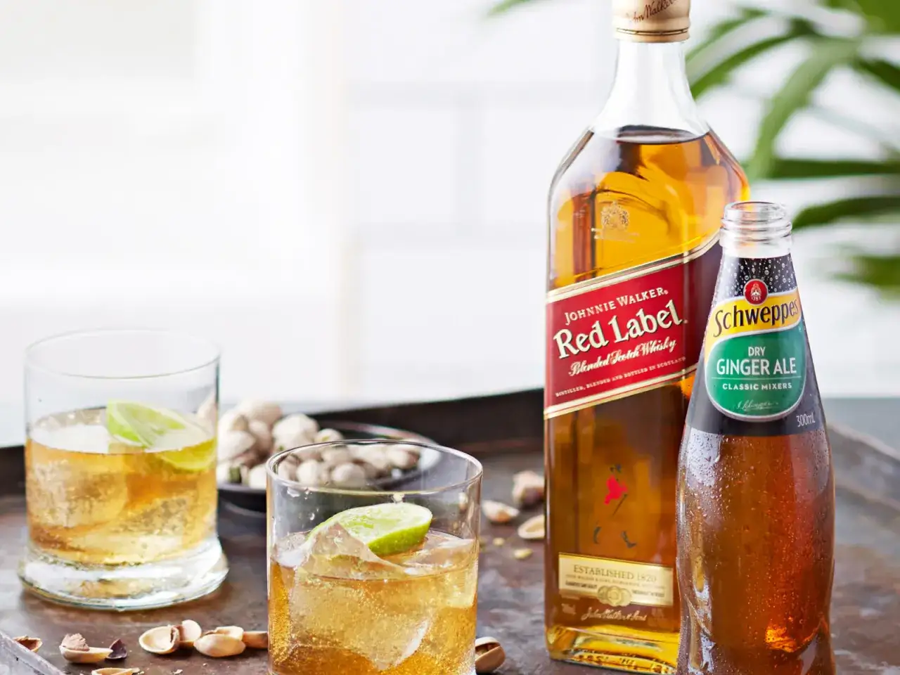 Red Label z czym pić? Whisky z colą imbirową i limonką, podana z orzeszkami.